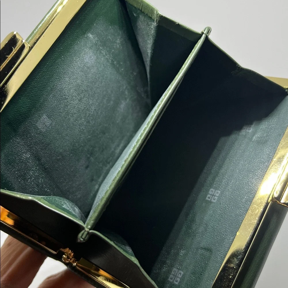 vintage Givenchy green leather kiss lock wallet